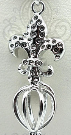 Fleur de Lis Pearl Cage Pendant Necklace – Silver Plated French Lily Charm