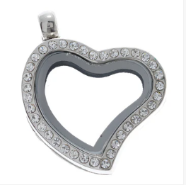 Glass Locket Heart CZ