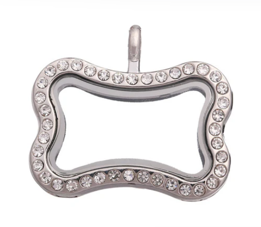 Bone Locket Pendant with Cubic Zirconia for Round Pearls
