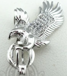 Eagle Pearl Cage Pendant Necklace – Silver Plated with Crystal Accents