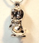 Penguin Pearl Cage Pendant Necklace – Sterling Silver Plated with Swarovski Crystals