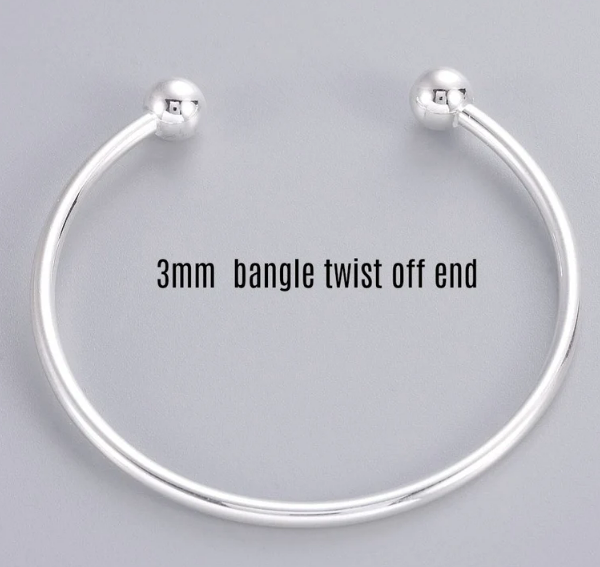 Open Bangle Bracelet Sterling Silver, Gold Plated and Silver Plated