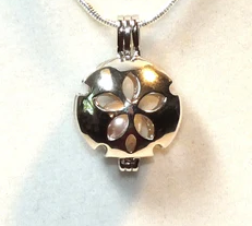 Sand Dollar Pearl Cage Charm – Silver Plated