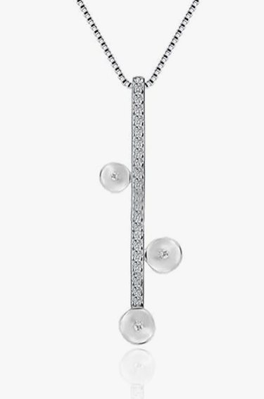 Triple Bail Bar Cubic Zirconia 3 Pearl Pendant Mount