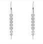 CZ Rectangle Linear Drop Pearl Earrings