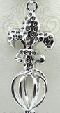 Fleur de Lis Pearl Cage Pendant Necklace – Silver Plated French Lily Charm