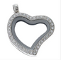 Glass Locket Heart CZ