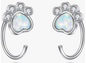 Paw Half Hoop Earrings 925 Sterling Silver Paw Print Opal Stud Earrings