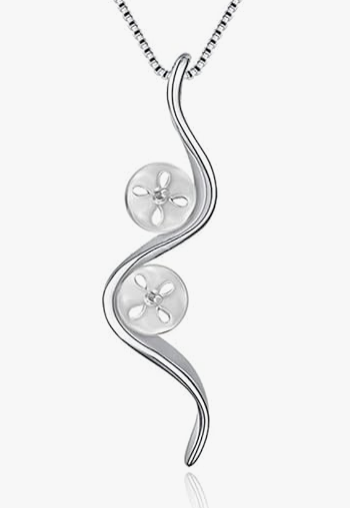 Silver Bar Pearl Cage Pendant with Two Round Oyster Opening