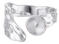 8mm Round Hammered Silver Bezel Tray Ring