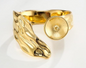 8mm Round Hammered Gold Bezel Tray Ring