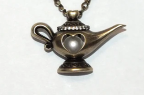 Aladdin Genie Lamp Pearl Cage Pendant Necklace – Antique Gold