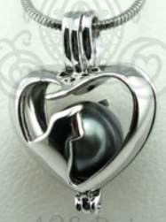 Cat Silhouette Heart Pearl Cage Pendant Necklace – Kitty Kat Charm