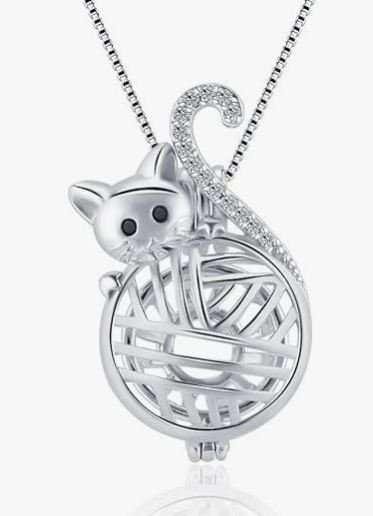 Cat Cage Pearl Pendant