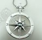 Compass Rose Pearl Cage Pendant Necklace – Silver Plated Nautical Charm