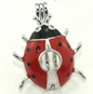 Ladybug Pearl Cage Pendant Necklace – Silver Plated with Red Enamel