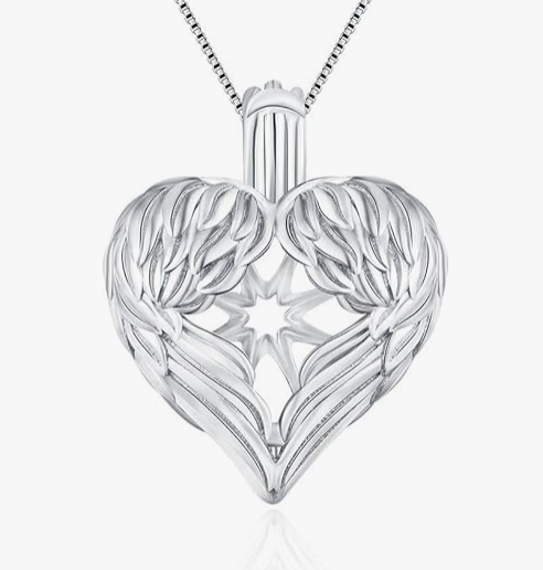 925 Sterling Silver Winged Heart Edison Cage Pendant