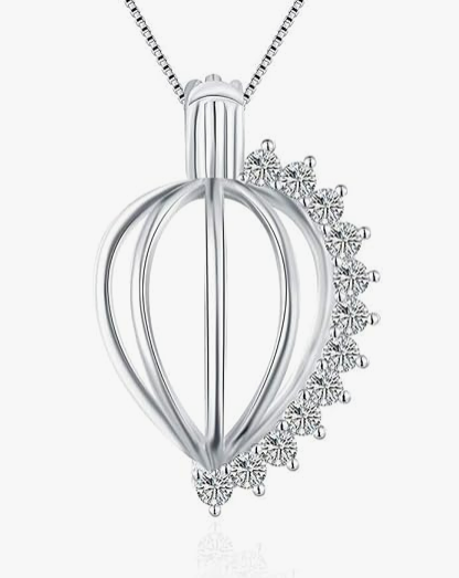 925 Sterling Silver Teardrop Edison Cage Pendant with CZ