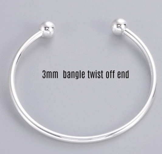 Open Bangle Bracelet Sterling Silver, Gold Plated and Silver Plated