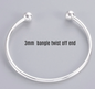 Open Bangle Bracelet Sterling Silver, Gold Plated and Silver Plated