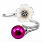 Sterling Silver Oyster Shell White Flower Ring
