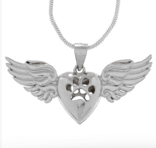 Paw Print Heart with Wings