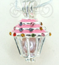 Cupcake Pearl Cage Pendant Necklace – Sterling Silver Plated with Multicolor Crystal Sprinkles
