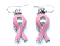 Pink Awareness Ribbon Pearl Cage Earrings – Silver Plated