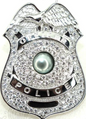 Police Officer Badge Pearl Cage Pendant Necklace – Sterling Silver Plated with Crystal Accents