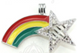 Rainbow Shooting Star Pearl Cage Pendant Necklace – Silver Plated with Enamel & Crystals