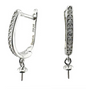 Square Rhinestone Rhodium Coated Earrings